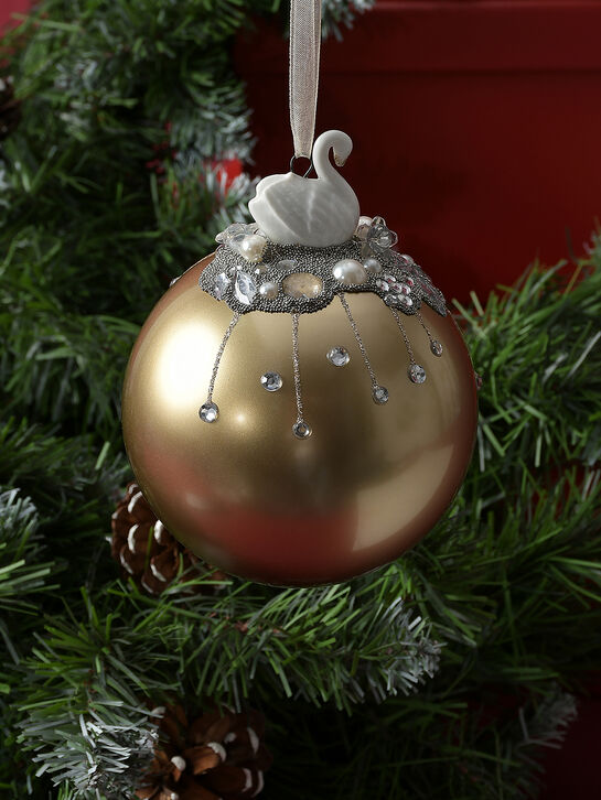 Шар &quot;Лебедь с бусинами&quot;, 13см Goodwill | Фото 3