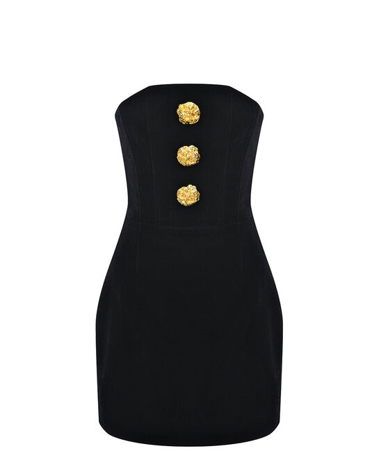 Бархатное платье мини с декоративными пуговицами ALINE | Фото 1