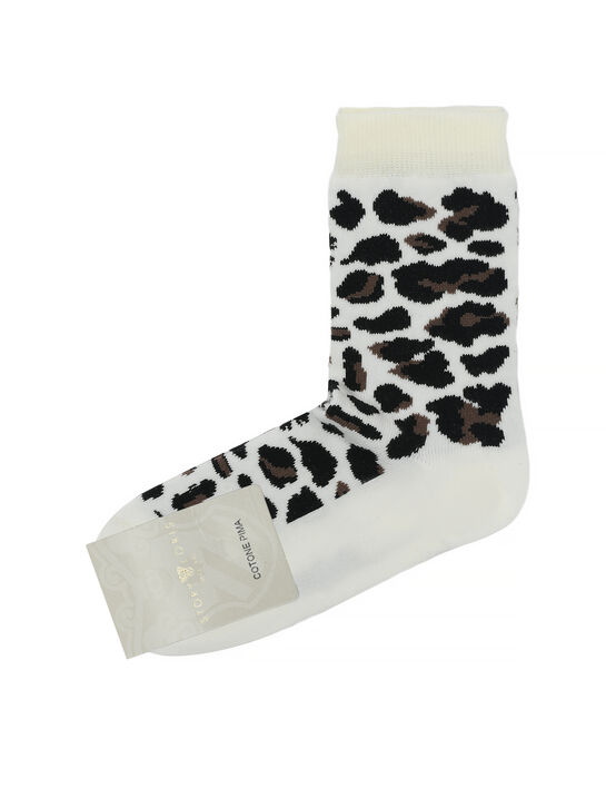 Носки с леопрадовым принтом, белые Story Loris | Фото 1