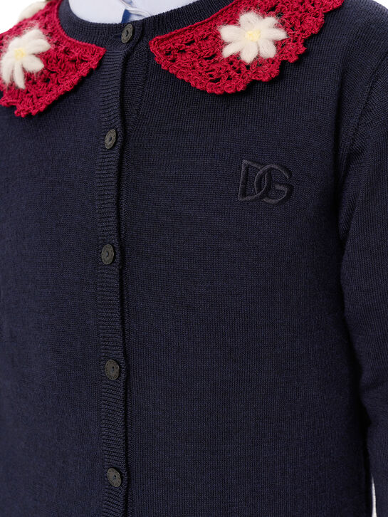 Кардиган с красным воротником, синий Dolce&Gabbana | Фото 4
