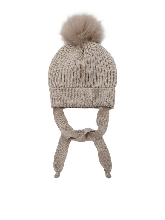 Шапка с меховым помопоном и завязками Il Trenino | Фото 2