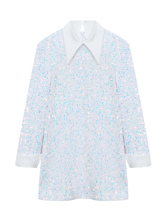 Платье с голубыми пайетками, белое Dan Maralex | Фото 1