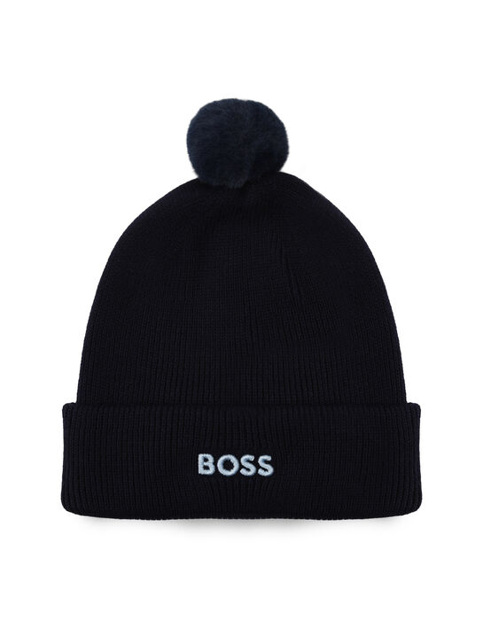 Шапка с вышитым логотипом, темно-синяя Boss | Фото 1