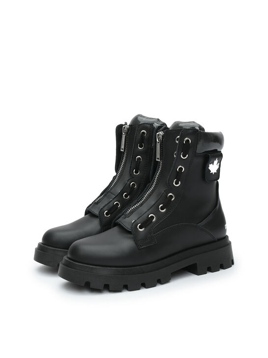 Ботинки с белым логотипом, черные Dsquared2 | Фото 2