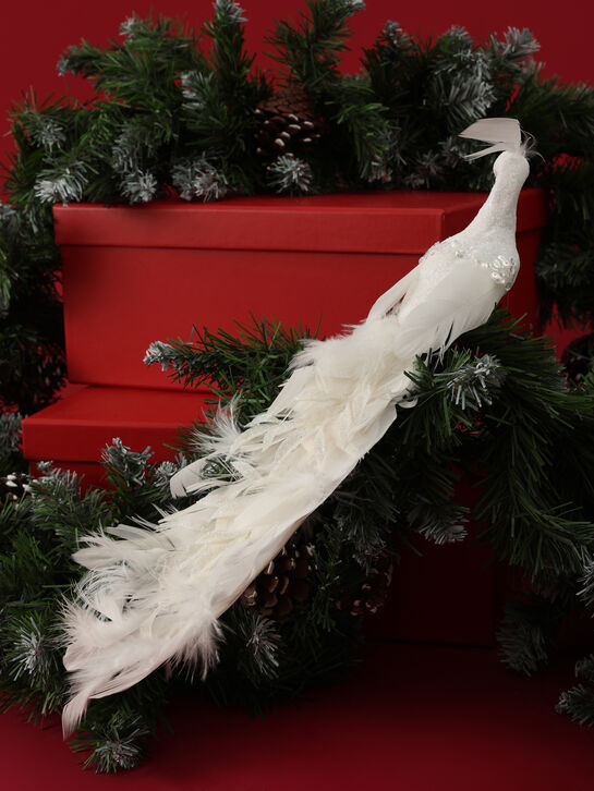 Декоративный белый Павлин с длинным хвостом, 41 см Goodwill | Фото 3
