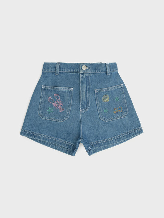 Джинсовые шорты с вышивкой The New Society | Фото 1