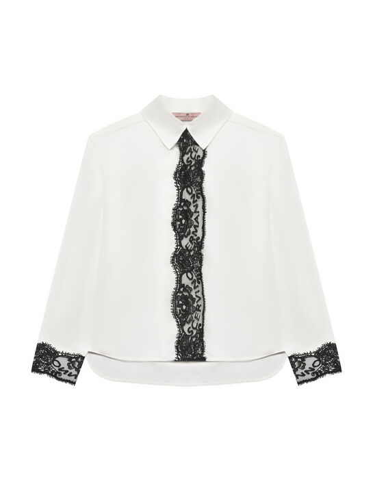 Рубашка с кружевной отделкой, белая Ermanno Scervino | Фото 1