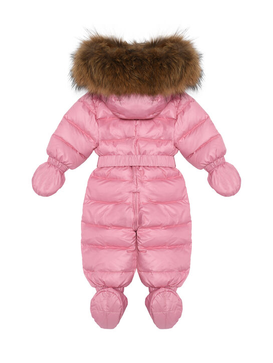 Комбинезон с мехом енота на капюшоне, роозовый Manudieci | Фото 2