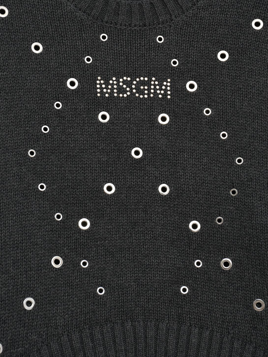 Джемпер с люверсами, серый MSGM | Фото 3