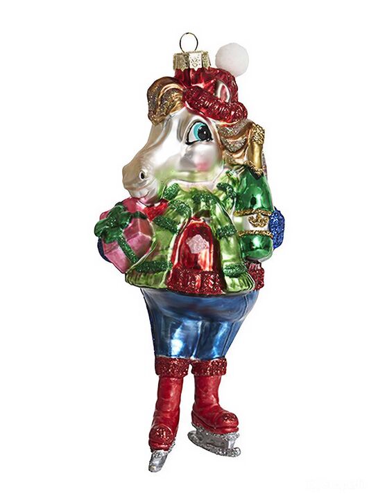 Подвеска Лошадь &quot;Джентльмен &quot;Ледовый праздник&quot; (стекло) 7х5х16 см Holiday Classics | Фото 1