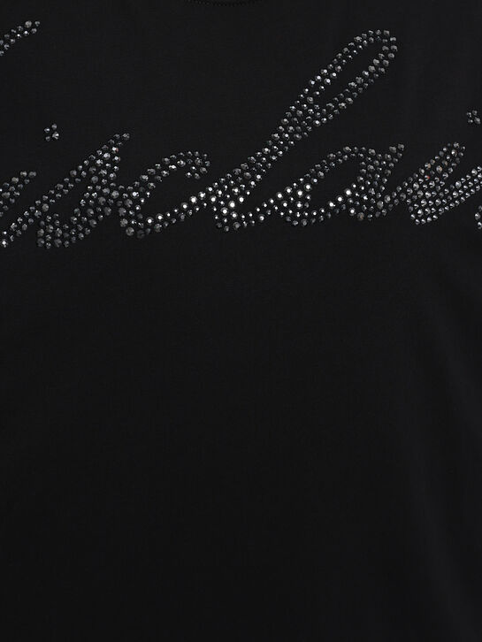 Футболка с лого в стразах, черная Disclaimer | Фото 3