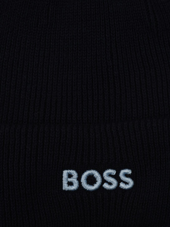 Шапка с вышитым логотипом, темно-синяя Boss | Фото 3