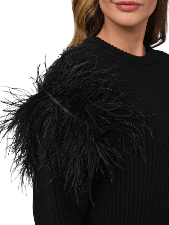 Джемпер с отделкой перьями, черный Blumarine | Фото 6