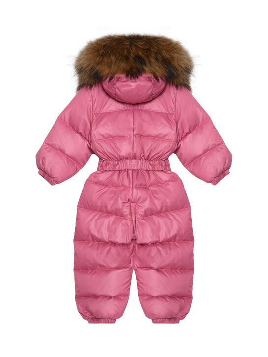 Комбинезон с мехом енота на капюшоне, розовый Manudieci | Фото 2