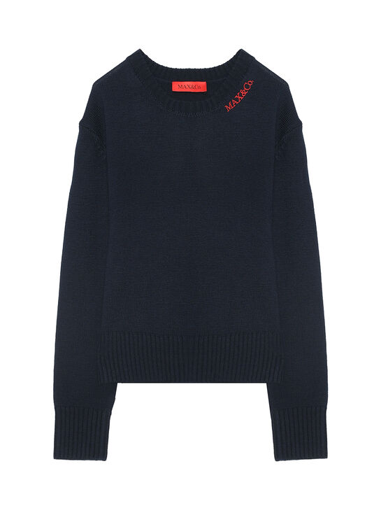 Джемпер с красным логотипом, синий Max&Co | Фото 1