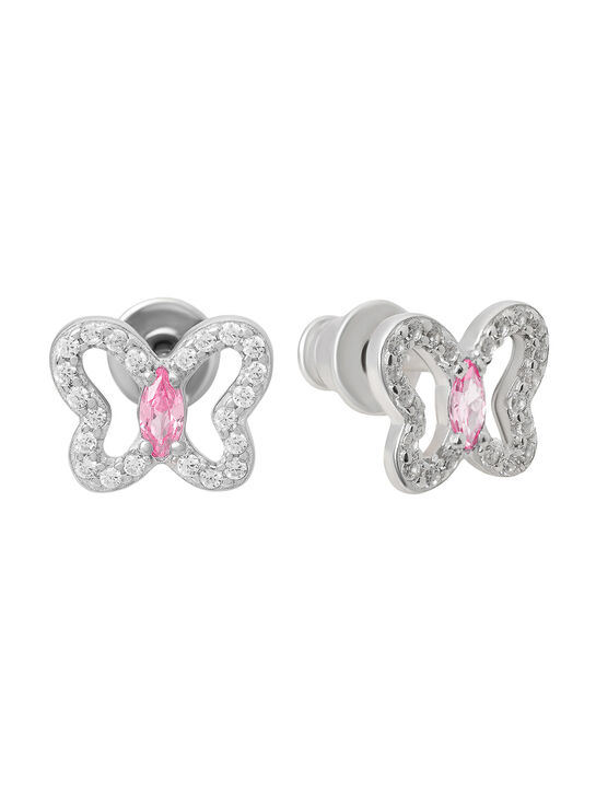 Серьги пусеты Бабочка с розовым камнем Sneak Peek | Фото 1