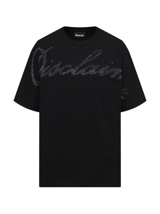 Футболка с лого в стразах, черная Disclaimer | Фото 1