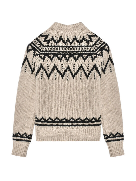 Свитер с черным орнаментом, бежевый The New Society | Фото 3
