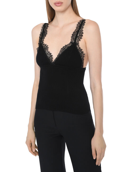 Топ с трикотажными бретелями, черный Blumarine | Фото 3