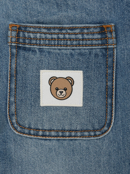 Джинсы выбеленные, голубые Moschino | Фото 3