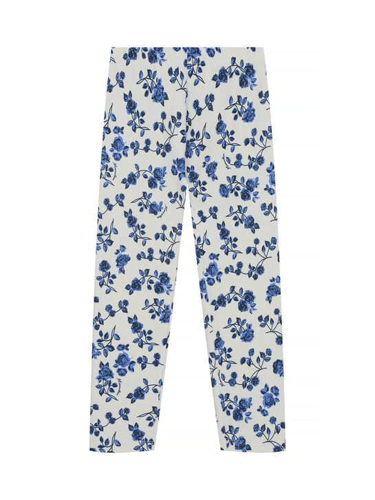 Леггинсы с цветочным принтом, белые Monnalisa | Фото 1