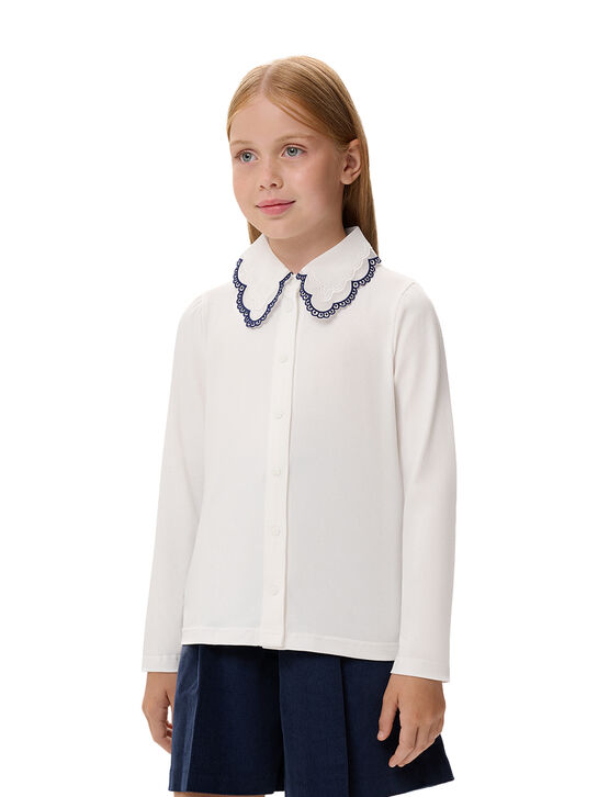 Рубашка с контрастной тесьмой, белая KengLabel | Фото 3