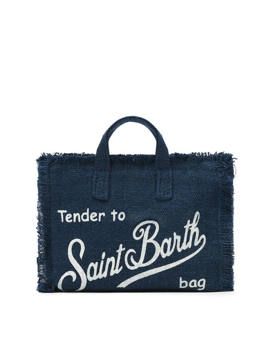 Синяя сумка изо льна Saint Barth | Фото 1