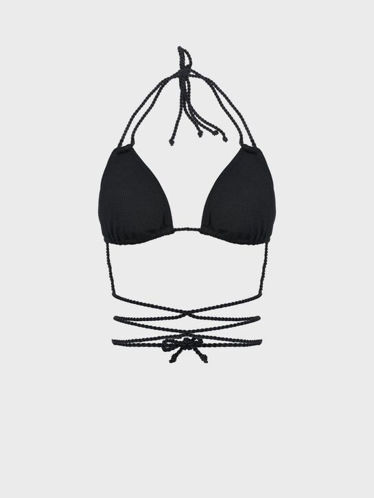 Черный топ с удлиненной шнуровкой NATAYAKIM | Фото 1