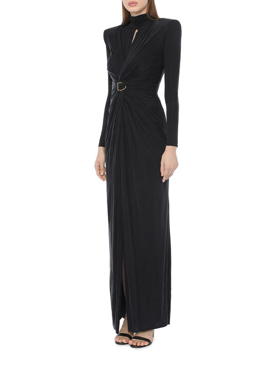 Платье с драпировкой, черное Elisabetta Franchi | Фото 5