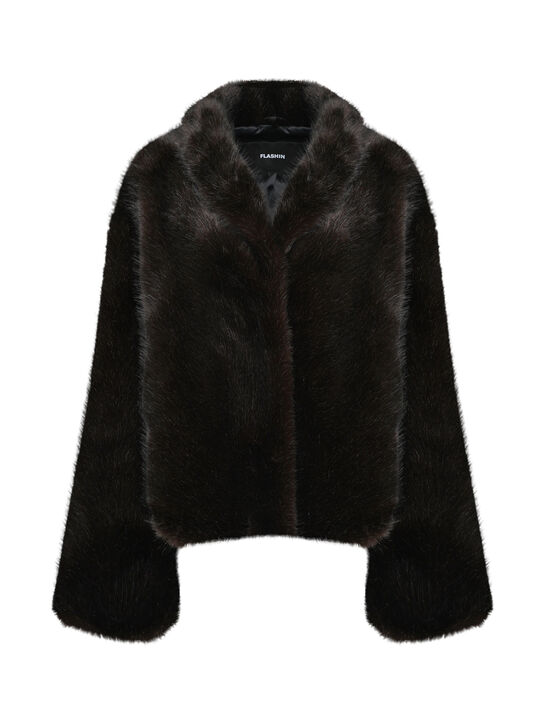 Пальто из эко-меха, коричневое Flashin | Фото 1