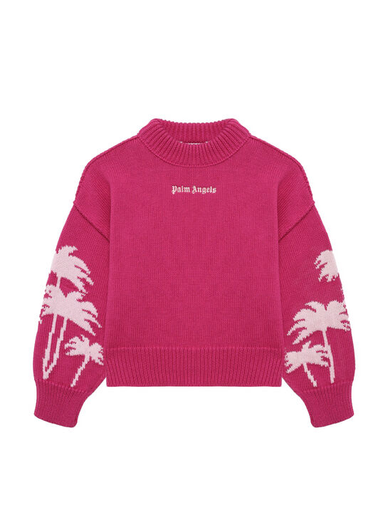 Джемпер с декором &quot;пальмы&quot;, фуксия Palm Angels | Фото 1
