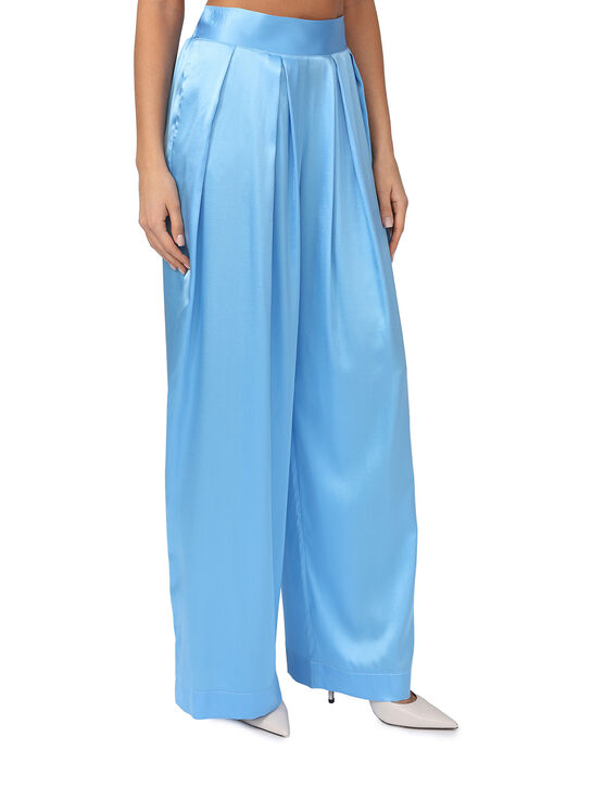 Брюки из голубого шелка Ermanno Scervino | Фото 3