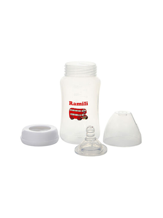 Противоколиковая бутылочка для кормления Ramili Baby 240 мл. с двумя сосками 0+ и 6+ (240MLBT100L, слабый и быстрый поток)  | Фото 1