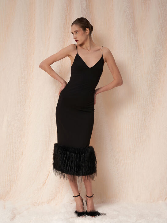 Платье-комбинация с отделкой эко-мехом Flashin | Фото 4