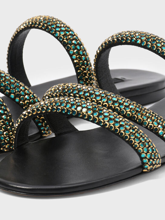 Сандалии Olimpio со стразами, черные Casadei | Фото 7