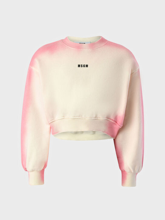 Свитшот укороченный с принтом tie dye MSGM | Фото 1