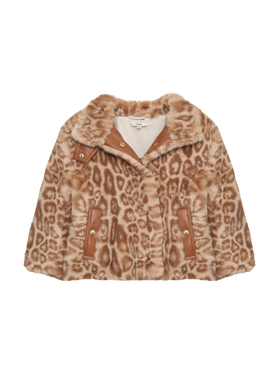 Шуба их эко-меха, леопардовый принт Chloe | Фото 1