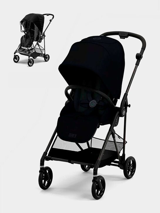 Коляска прогулочная Melio Carbon Magic Black с дождевиком CYBEX | Фото 1
