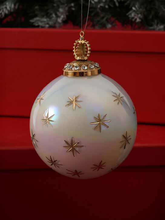 Елочный перламутровый шар с золотыми звездами, 10 см Goodwill | Фото 2