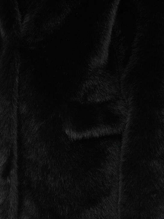Пальто из эко-меха, черное Flashin | Фото 8