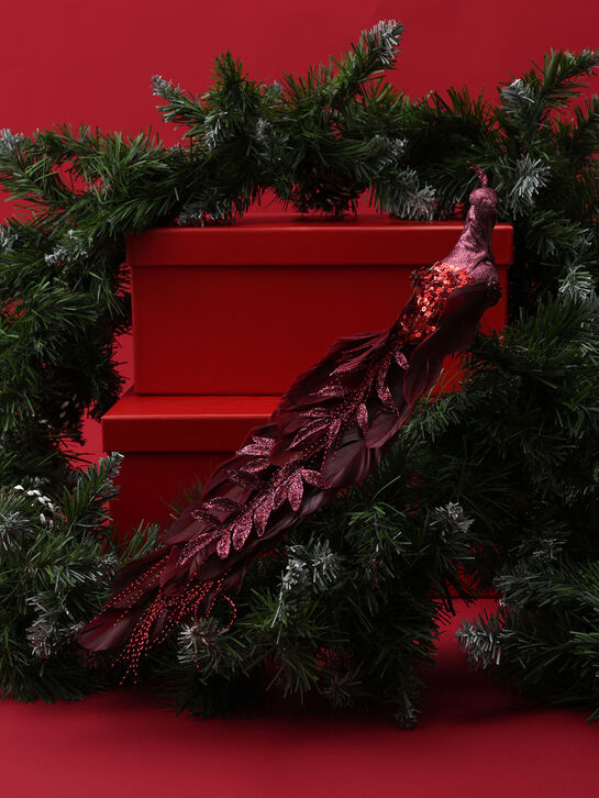 Декоративный красный Павлин с длинным хвостом, 36 см Goodwill | Фото 3