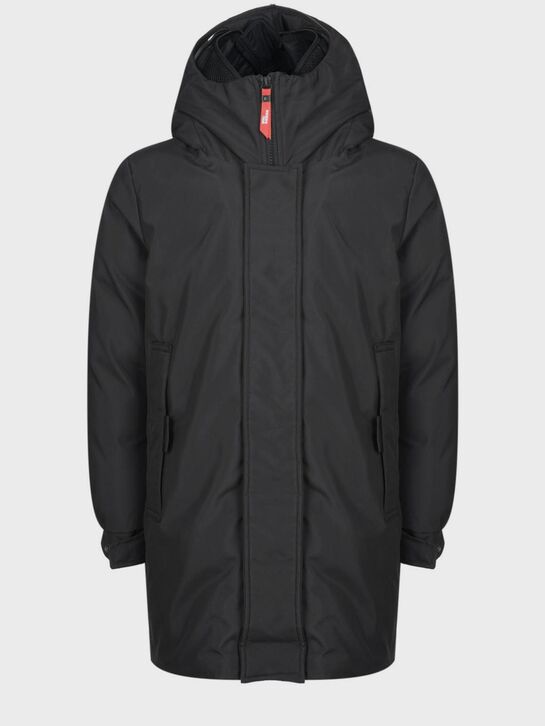 Черная удлиненная куртка с очками на капюшоне AI RIDERS ON THE STORM | Фото 3