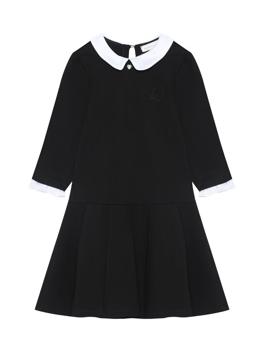 Платье с белым воротником, черное Monnalisa | Фото 1