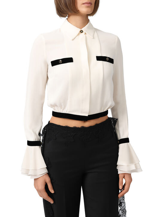 Блузка с воланами на манжетах Elisabetta Franchi | Фото 3