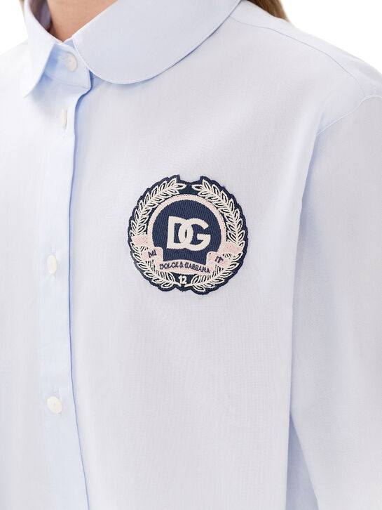 Рубашка с круглым воротником, голубая Dolce&Gabbana | Фото 4