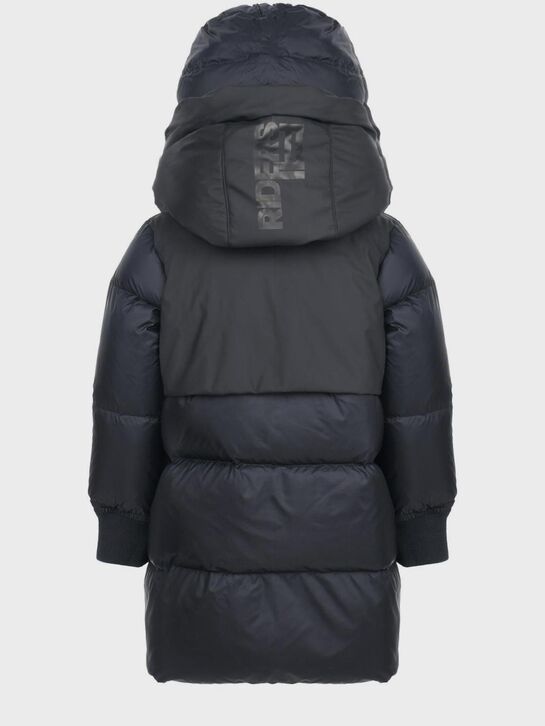 Синее пуховое пальто с очками на капюшоне AI RIDERS ON THE STORM | Фото 2