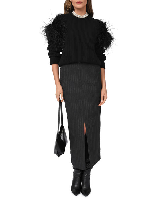 Джемпер с отделкой перьями, черный Blumarine | Фото 2