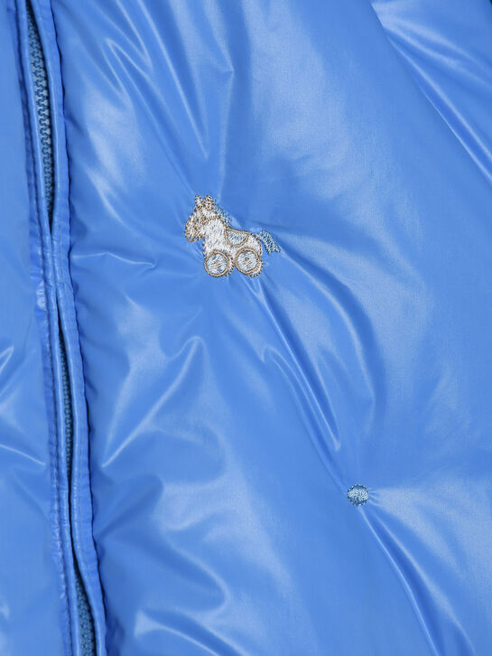 Конверт с отделкой мехом енота, синий Manudieci | Фото 3