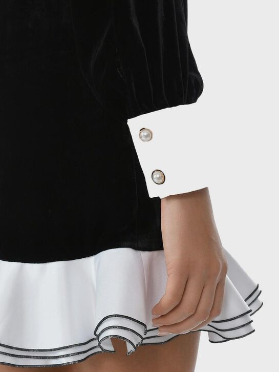 Бархатное платье с белым воротником, черное ALINE | Фото 9