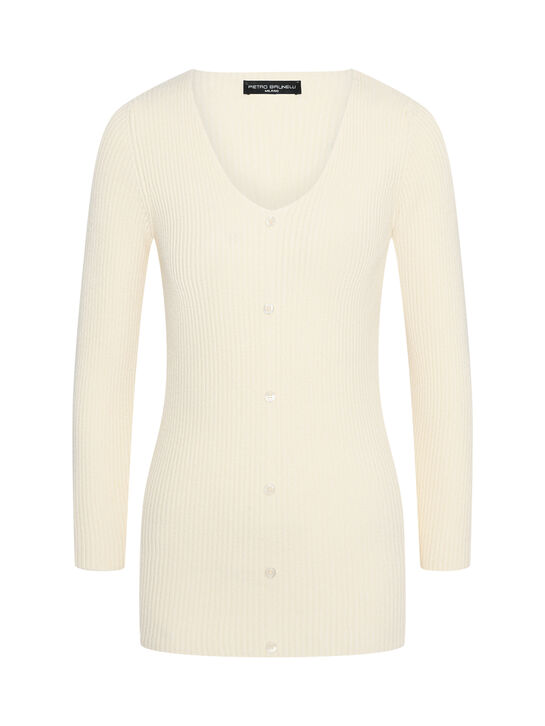Джемпер BELLA в рубчик на пуговицах, кремовый Pietro Brunelli | Фото 1